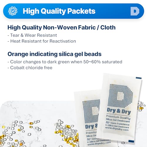 10 Gram [500 Packets] Orange Indicating Silica Gel Packets Desiccants Silica Packets
