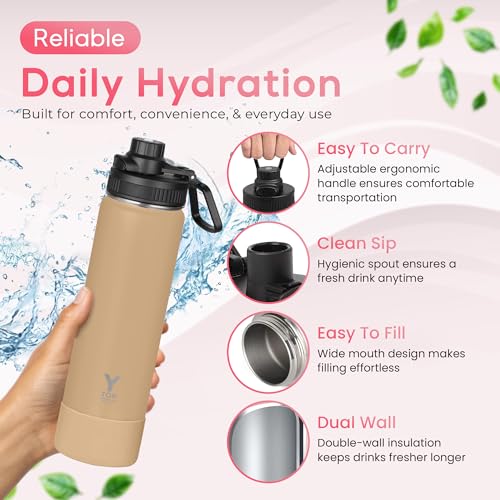 Y TOP 18 oz Insulated Water Bottle Leak Proof Spout Lid Fits in Car Cup Holder