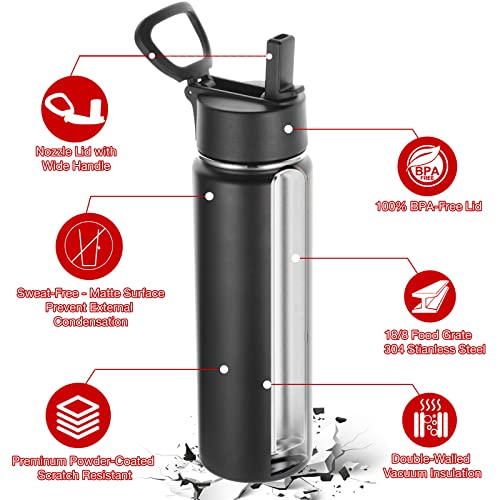 Insulated Water Bottles with Straw Bulk 8 Pack (8 Count)