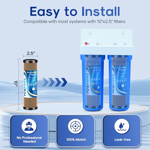 2 Stage 2.5" x 10" Whole House Water Filter Cartridge Replacement Combo Kit (2 Count)