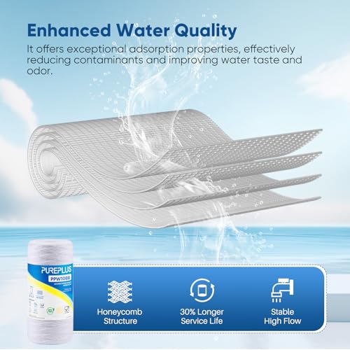 10 Micron 10 x 4.5 Whole House String Wound Sediment Filter for Well Water (4 Count)