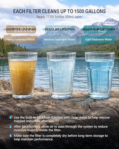 Portable Camping Water Purifier Dual 0.01 Micron Water Filtration System for Outdoor Backpacking