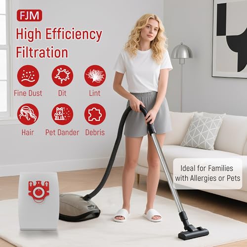 9 Pack 3D Airclean Dust Bags Replacement for Miele FJM Vacuum Compact C2 (9 Count)