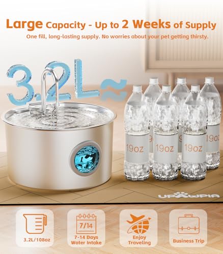 3.2L Cat Water Fountain Stainless Steel with 13 Filters Automatic Pet Water Fountain for Cats