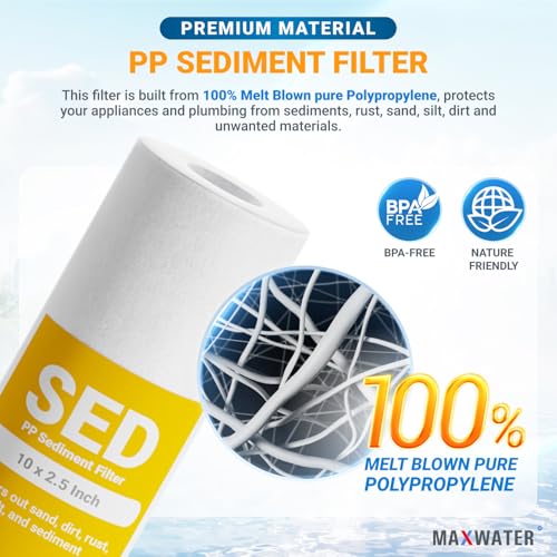 10 Micron 10 x 2.5 Sediment Filter Cartridge Replacement for Reverse Osmosis and Whole House Water Filter