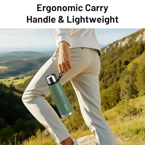 27oz Vacuum Insulated Stainless Steel Thermoses with Foldable Handle & Leakproof Lid