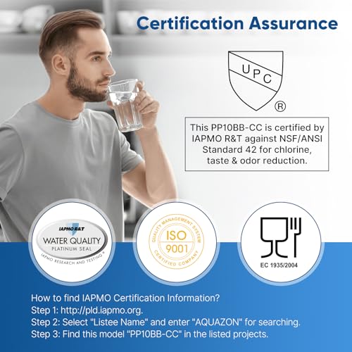 5 Micron 10" x 4.5" Whole House FXHTC Sediment and Carbon Water Filter Replacement Cartridge for GXWH40L (4 Count)