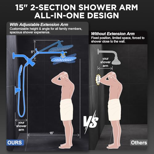 Gold 11.8" High Pressure Shower Head with Handheld
