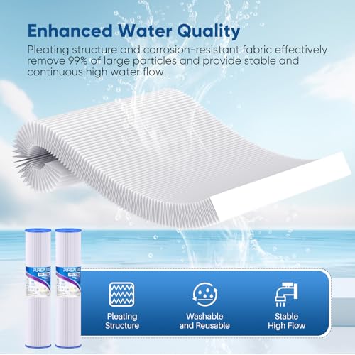 50 Micron 20" x 4.5" Whole House Pleated Sediment Filter for Well Water (4 Count)