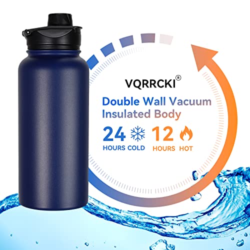 32 oz Insulated Water Bottle with Straw Lid & Wide Mouth Lids