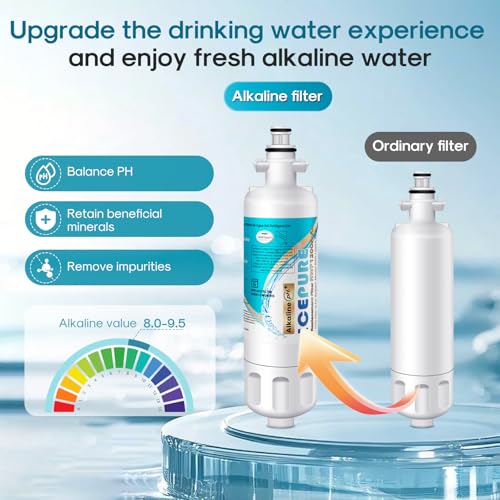 Alkaline ADQ36006101 Water Filter Replacement for LG LT700P (4 Count)