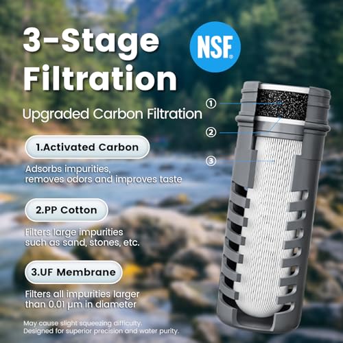 Collapsible Water Filter Bottle with 0.01 Micron Filtration (2 Count)