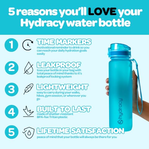 Motivational Water Bottle with Time Marker & Fruit Infuser 17 oz