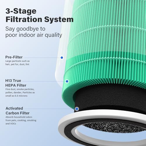 2 Pack AC400 Replacement Filter for Purivortex AC400 Air Purifier (2 Count)