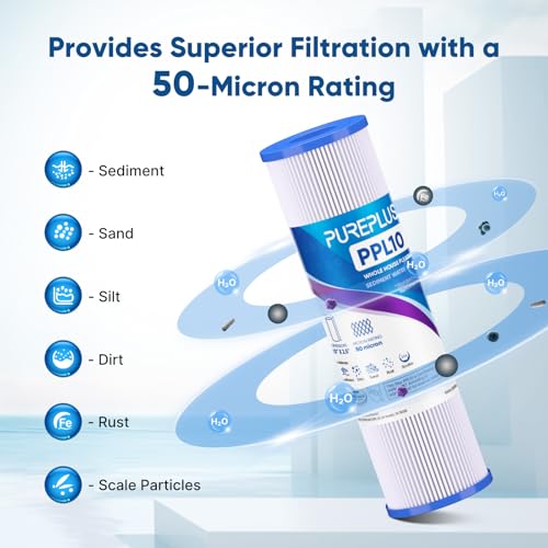 50 Micron Whole House Pleated Sediment Filter for Well Water (4 Count)