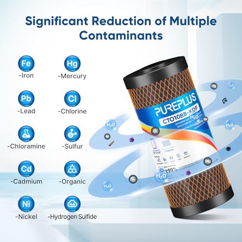 1 Micron 10" x 4.5" Whole House Coconut Shell Activated Carbon and KDF Water Filter (2 Count)