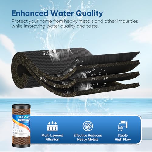 1 Micron 10" x 4.5" Whole House Coconut Shell Activated Carbon and KDF Water Filter (2 Count)