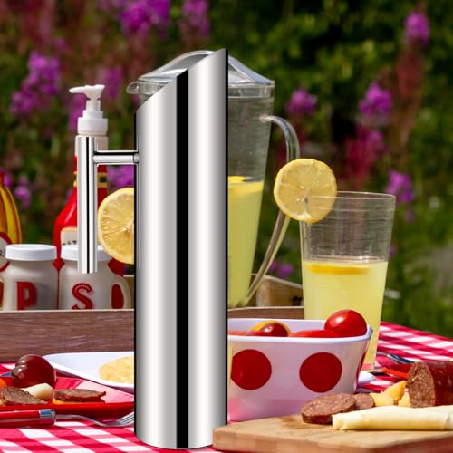 Stainless Steel Water Pitcher 70oz Modern Metal Pitcher with Ice Guard Silver Carafe Drink with Handle or Iced Hot Drink Tea Juice Coffee Beer