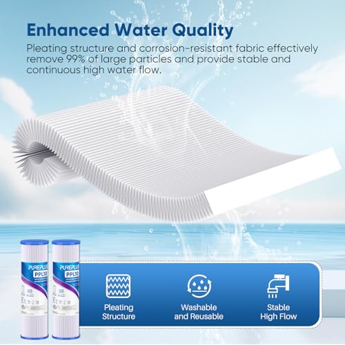 50 Micron Whole House Pleated Sediment Filter for Well Water (4 Count)