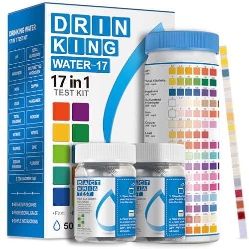 Drinking Water Test Strips 17 in 1 50 Strips + 2 Bacteria Tester Kits