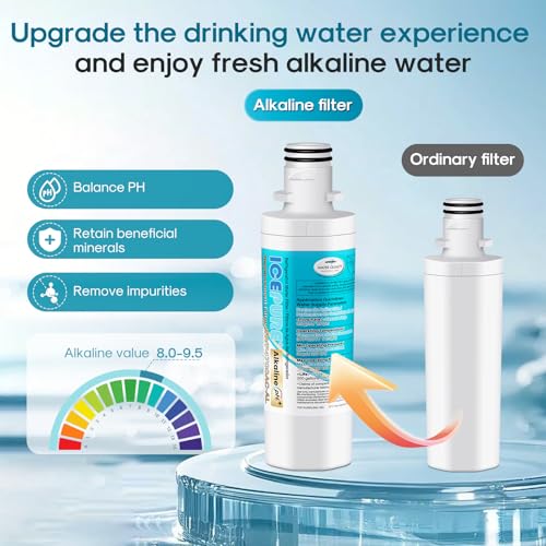 Alkaline LT1000PC Refrigerator Water Filter and Air Filter Replacement for LG LT1000P (2 Count)