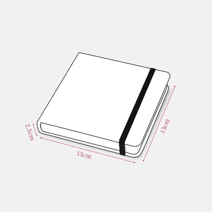 Mifuner Square 5.1x 5.1 165gsm Colored Pencil Paint Journal Hardbound 128pgs (64Sheets Front Back Cold Pressed) Travel for Colored Pencil Sketch Handmade Cloth Cover Notebook. Cherry