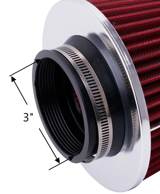 ID3" High Flow Inlet Cold Air Intake Cone Air Filter Replacement Clamp