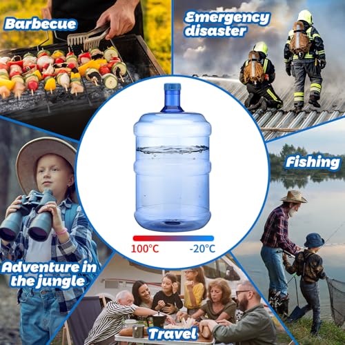 2 Pieces 5 Gallon Water Jugs Round Plastic Water Bottle with Handle Screw Cap Reusable Large Capacity Bottle for Camping Outdoor Travel Gym Use (2 Count)