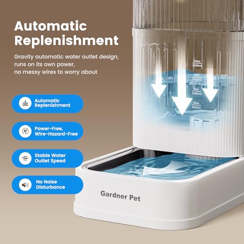 2.2 Gallon Automatic Dog Water Bowl Dispenser 8.5L Gravity Water Feeder with Stainless Steel Bowl & Maifan Stone Filter