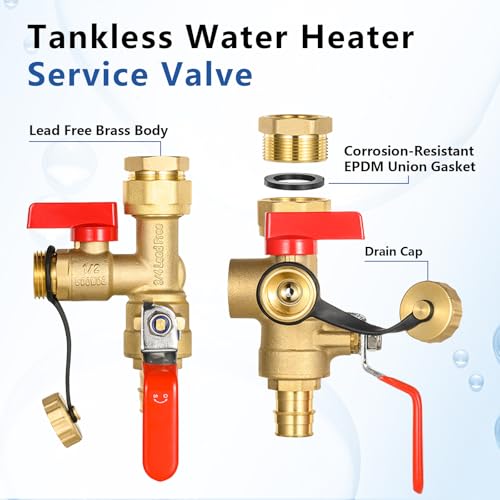 3 4 Inch GUOFIS IPS Tankless Water Heater Valve Kit with Pressure Relief Valve (10 Count)