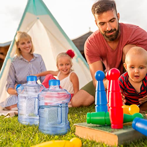Empty 2 Pieces 1 Gallon water jugs Round Plastic Water Bottle with Handle Screw Cap Reusable Large Capacity Bottle for Camping Outdoor Travel Gym Use (2 Count)