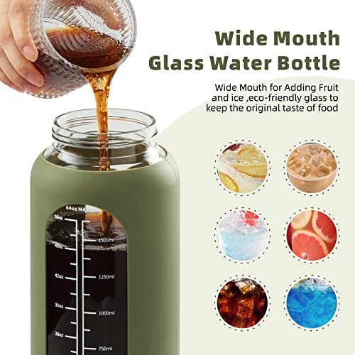 42 oz Glass Water Bottle with 2