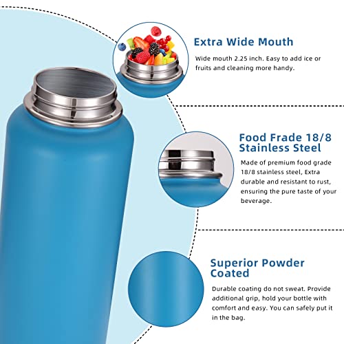 32 oz Insulated Water Bottles Bulk 2 Pack with Straw Lid & Spout Lid