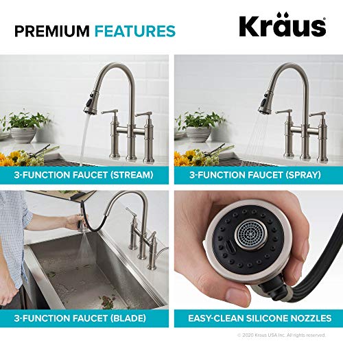 Allyn Transitional Bridge Kitchen Faucet with Pull