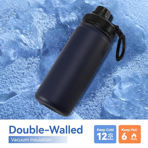 16 oz Kids Water Bottle for School Stainless Steel Double Wall Vacuum Insulated Water Bottle with Straw lids & Spout Lid (8 Count)