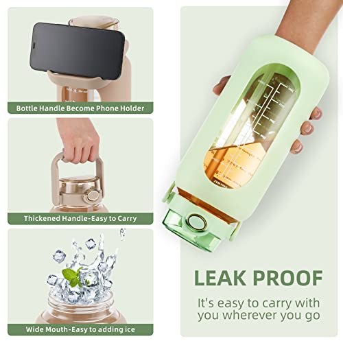 42 oz Glass Water Bottle with 2