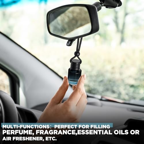 30 Pieces Hanging Car Diffuser Air Freshener Bottle Bulk Empty Glass Refillable Perfume Bottles Oil Diffuser Aromatherapy Pendant for Auto Interior Ornaments Decor (30 Count)
