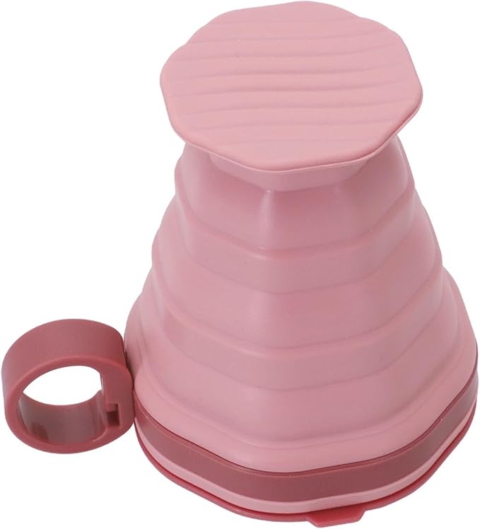 Foldable Silicone Water Cup with Leak-Proof Lid for Hot or Cold Drinks, Portable Coffee and Tea Mug for Hiking, Camping, Travel Outdoors, Easy to Clean and Pocket Size(Pink)