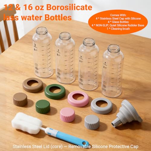 12 oz Glass Juice Bottles 4 Pack