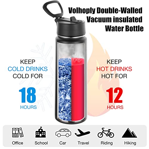Insulated Water Bottles with Straw Bulk 2 Pack (2 Count)
