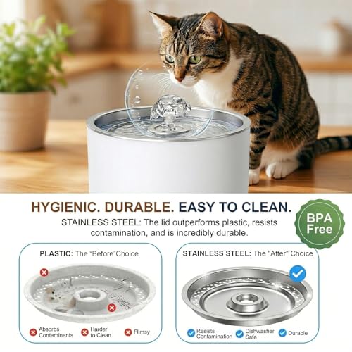 Cat Water Fountain Stainless Steel Lid with 4 Filters