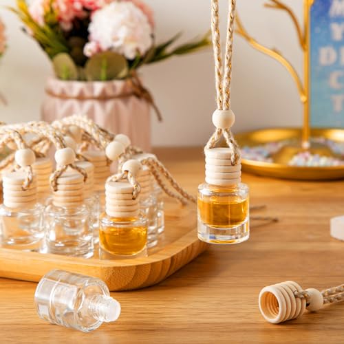 600 Pieces Hanging Car Diffuser Air Freshener Bottle Bulk Empty Glass Refillable Perfume Bottles Oil Diffuser Aromatherapy Pendant for Auto Interior Ornaments Decor (600 Count)