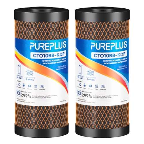 1 Micron 10" x 4.5" Whole House Coconut Shell Activated Carbon and KDF Water Filter (2 Count)