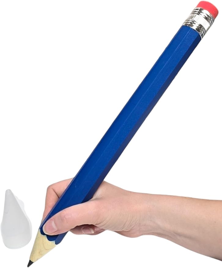 Zugar Land Giant Pencil 15" (4 Colors Available: Orange, Yellow, Blue and Green) Real Wood. Already Sharpened. Large Wooden Jumbo Pencils with Pink Top Erasers (24 Pack in Display Box)