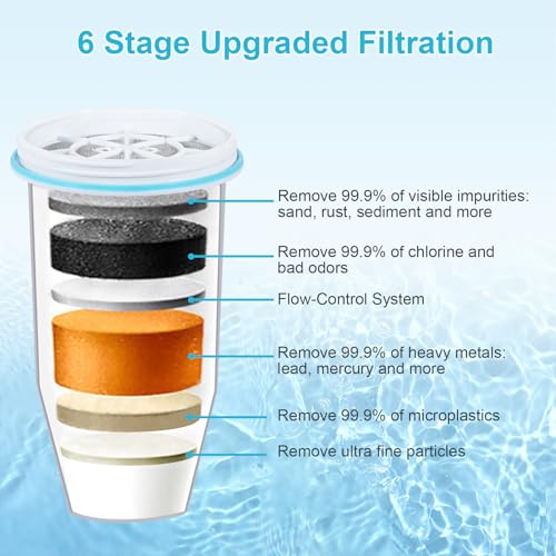 VIPHASES 6 Stage 0 TDS Water Filter Cartridge for Zero Pitchers (11.29 Count)
