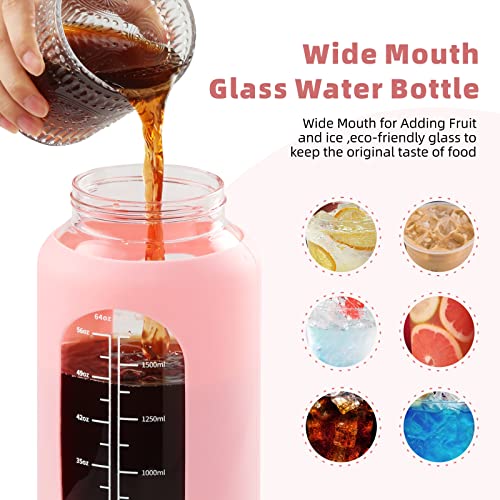 52 oz Glass Water Bottle with 2