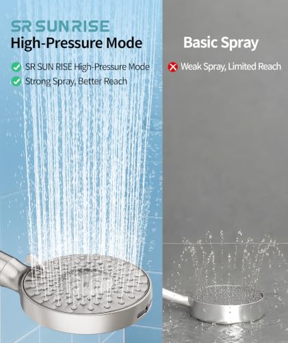 Filtered Shower Head with Handheld High Pressure 9 Spray Mode Showerhead Detachable Shower Head Water Softener Filters Beads for Hard Water Remove Chlorine 4 Filters Brushed Nickel