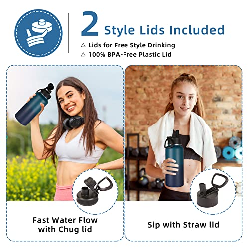 32 oz Insulated Water Bottle with Straw Lid and Spout Lid