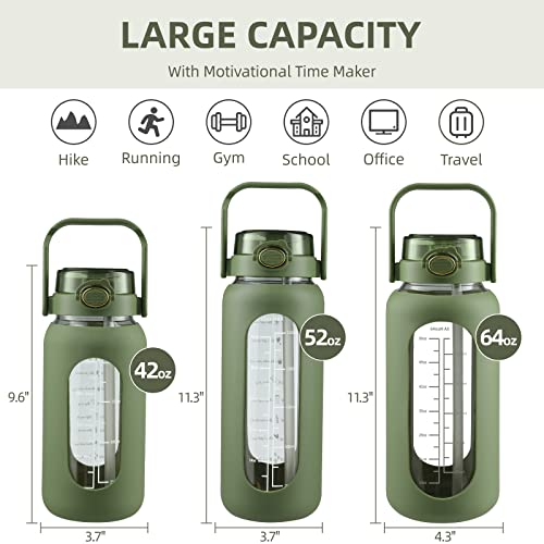 42 oz Glass Water Bottle with 2
