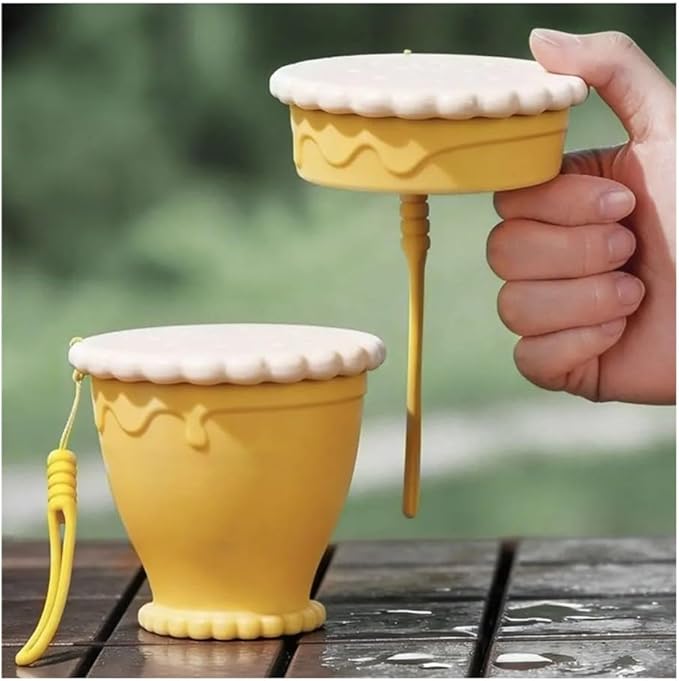 Portable Foldable Silicone Coffee Cup - 255ml Travel Water Cup for Kitchen, Dining, Sports & Outdoors(Yellow)